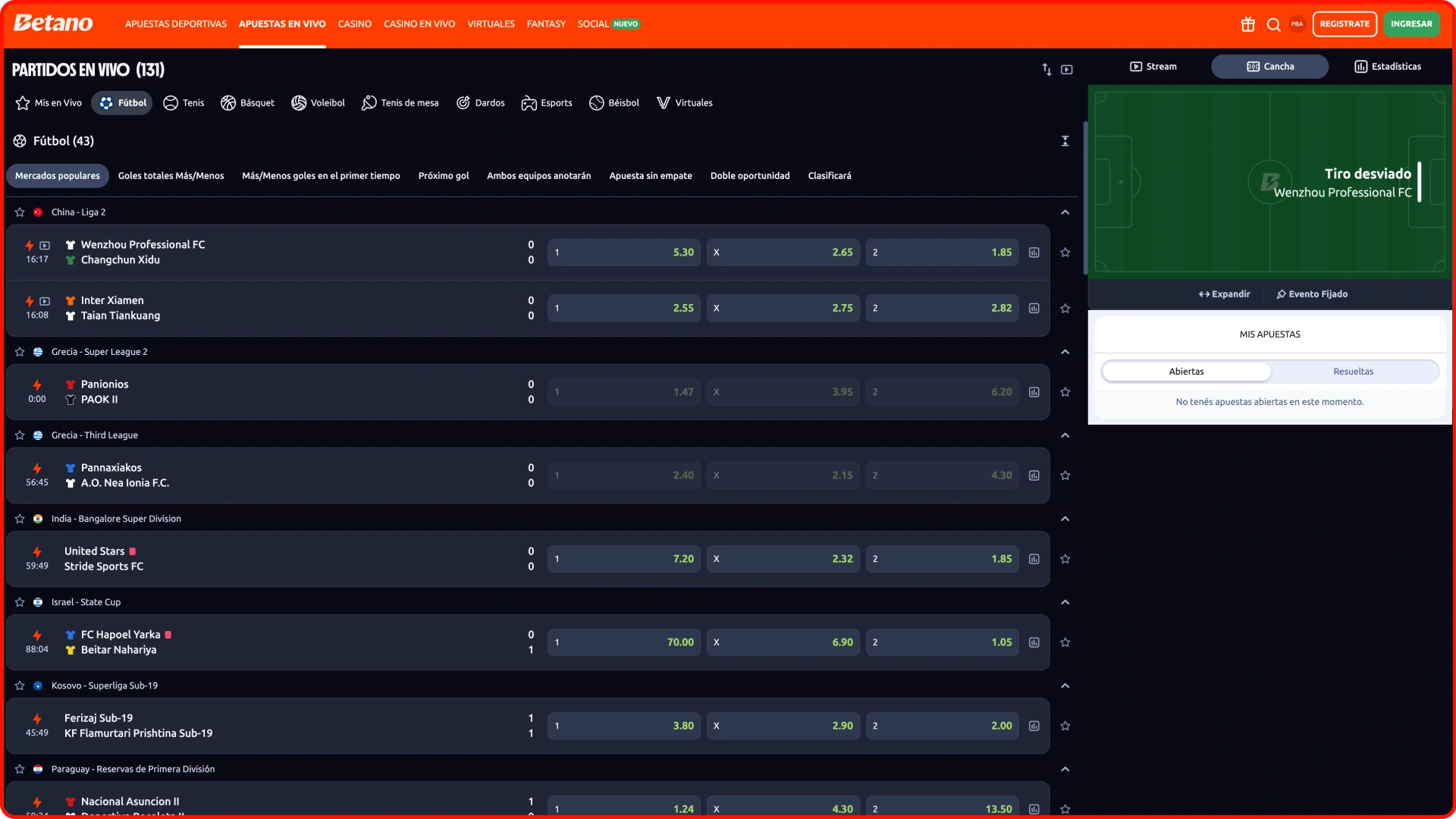 Entrá a las apuestas deportivas de Betano, elegí tu partido y ganá.