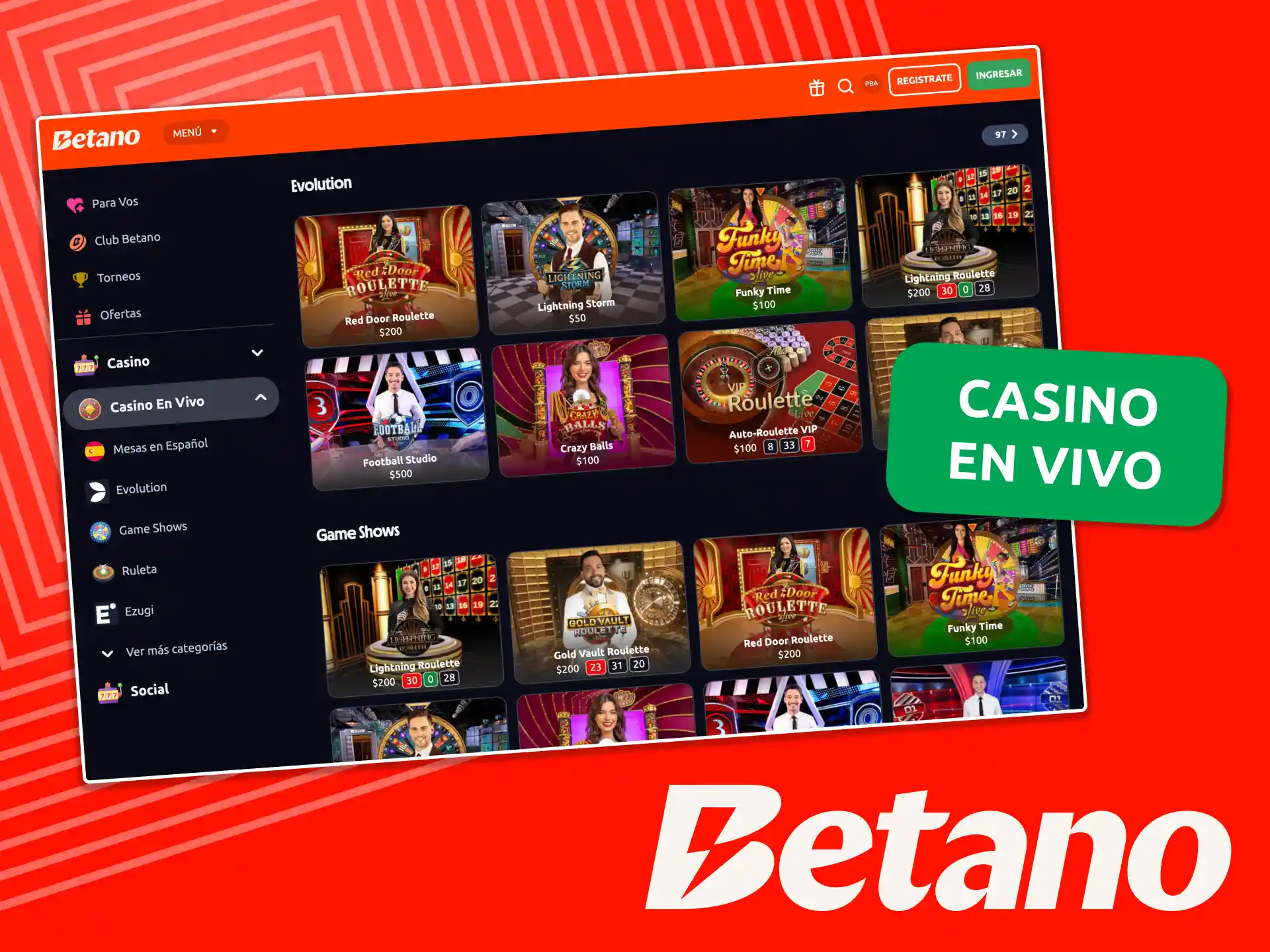 Jugá en el casino en vivo de Betano con crupieres reales, sumate a la mesa y ganá.