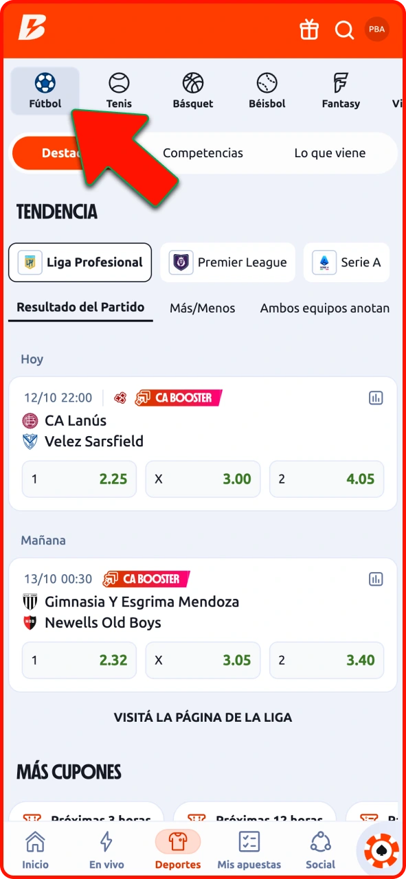 Elegí tu deporte favorito en Betano, seleccioná un partido y ganá.