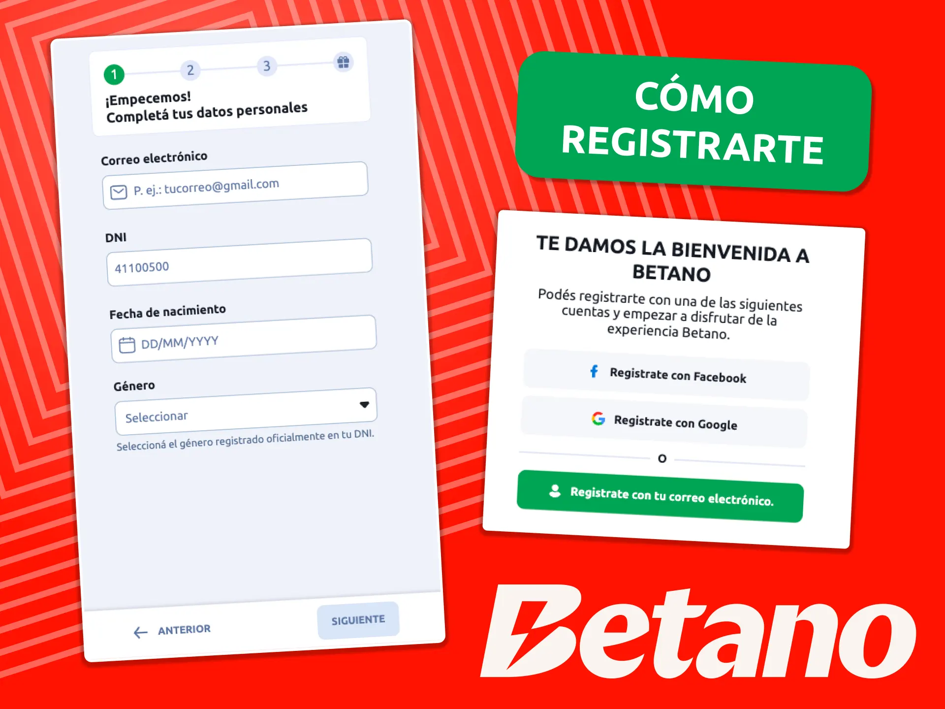 Aprendé cómo registrarte en Betano Argentina, completá el formulario y jugá.