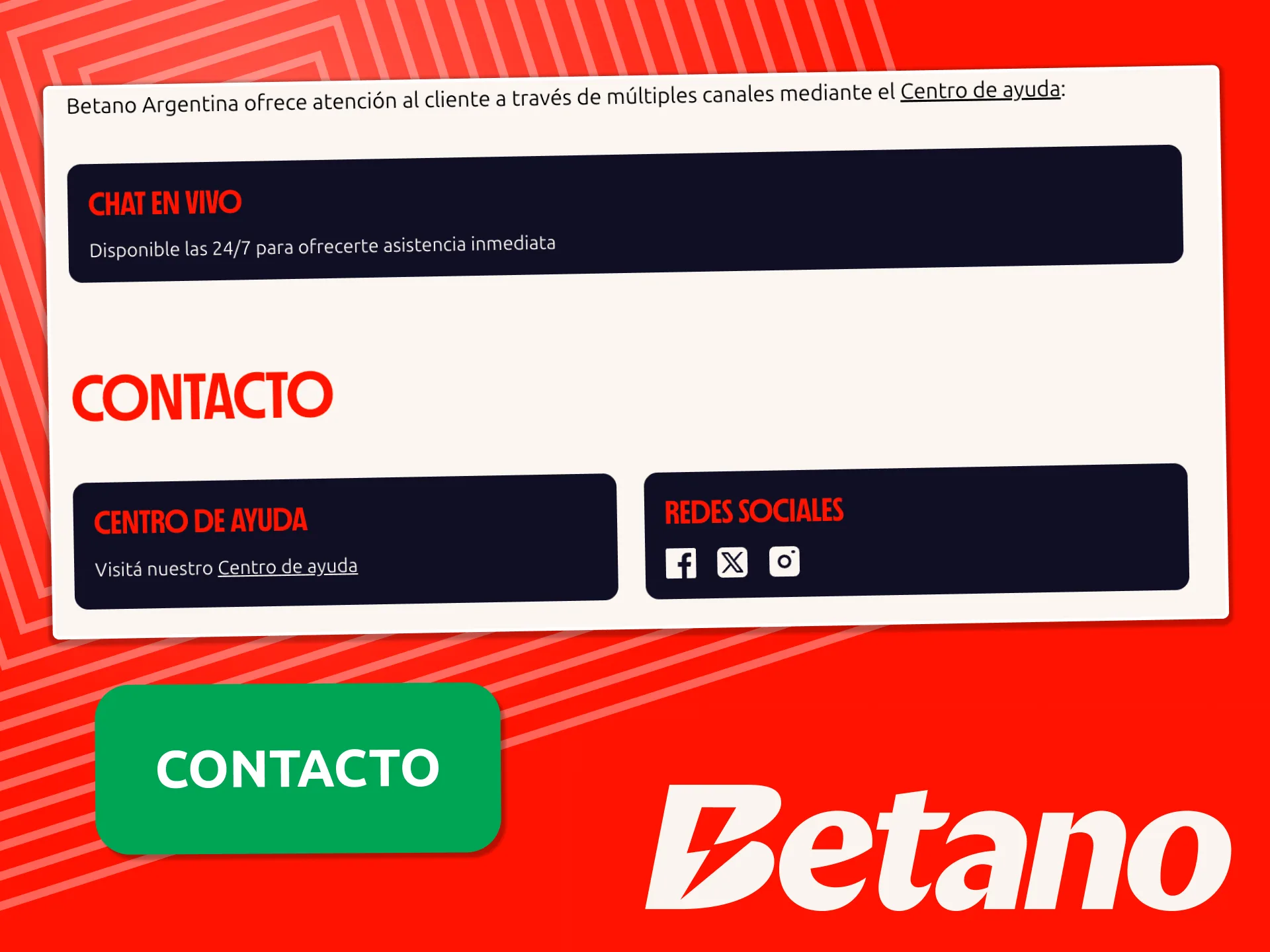Contactá al soporte de Betano, resolvé tus dudas y seguí jugando.
